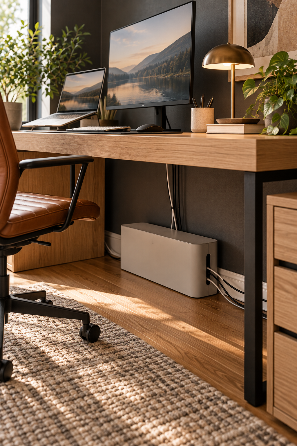 cable management box for an organized home office