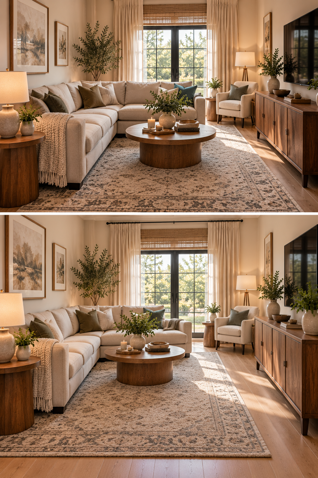 Clear walking paths to make a small living room feel bigger