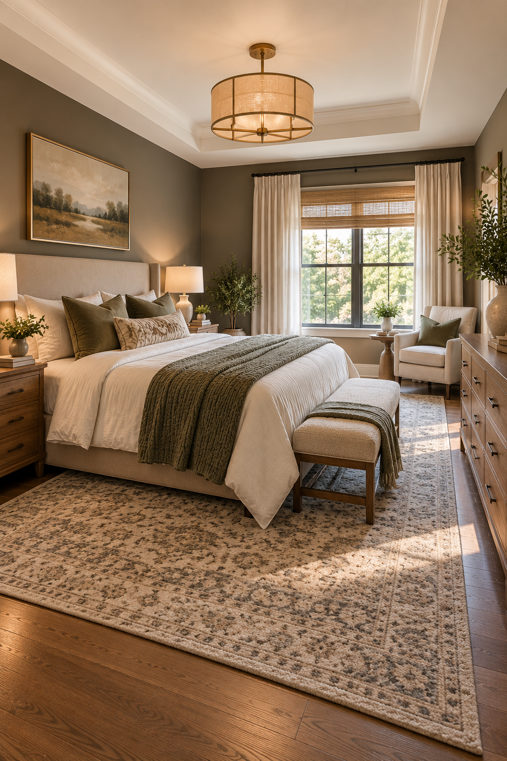 Bedroom layout mistakes showing furniture pushed against the walls and a more balanced bedroom arrangement