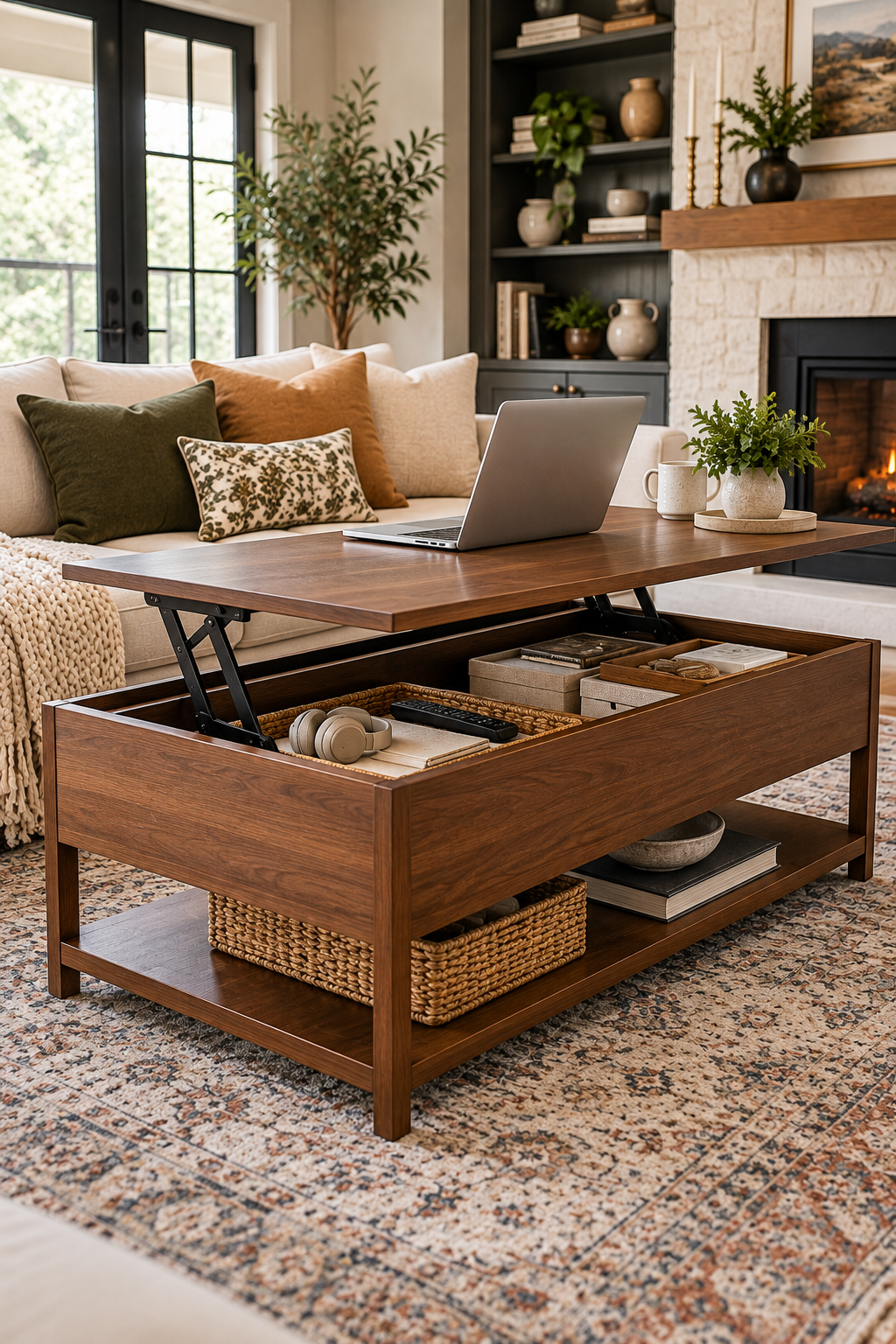 hidden storage ideas for small homes with lift top coffee table