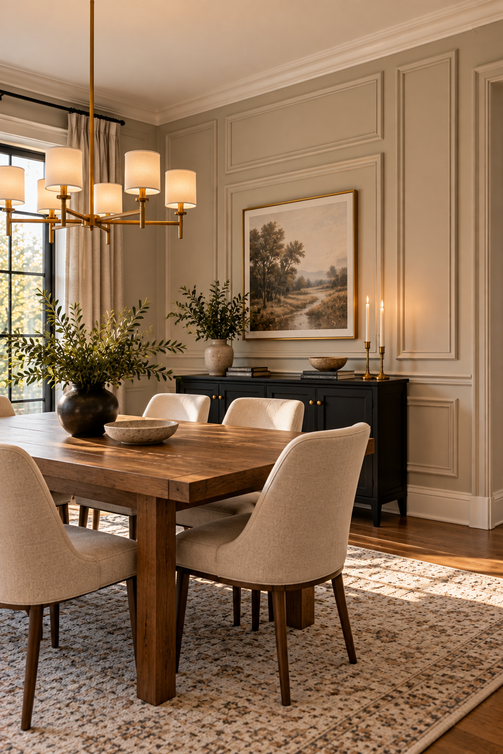 budget-friendly dining room makeover with decorative peel and stick wall molding