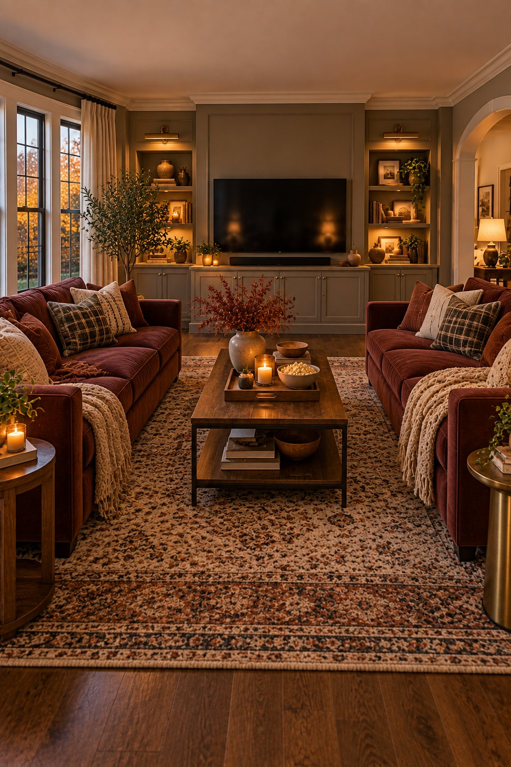 wo sofas facing each other living room layout for fall movie nights