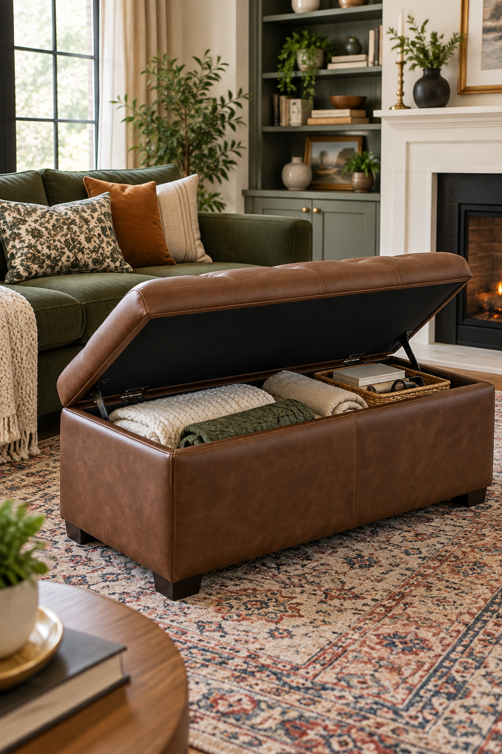 hidden storage ideas for small homes with upholstered storage ottoman